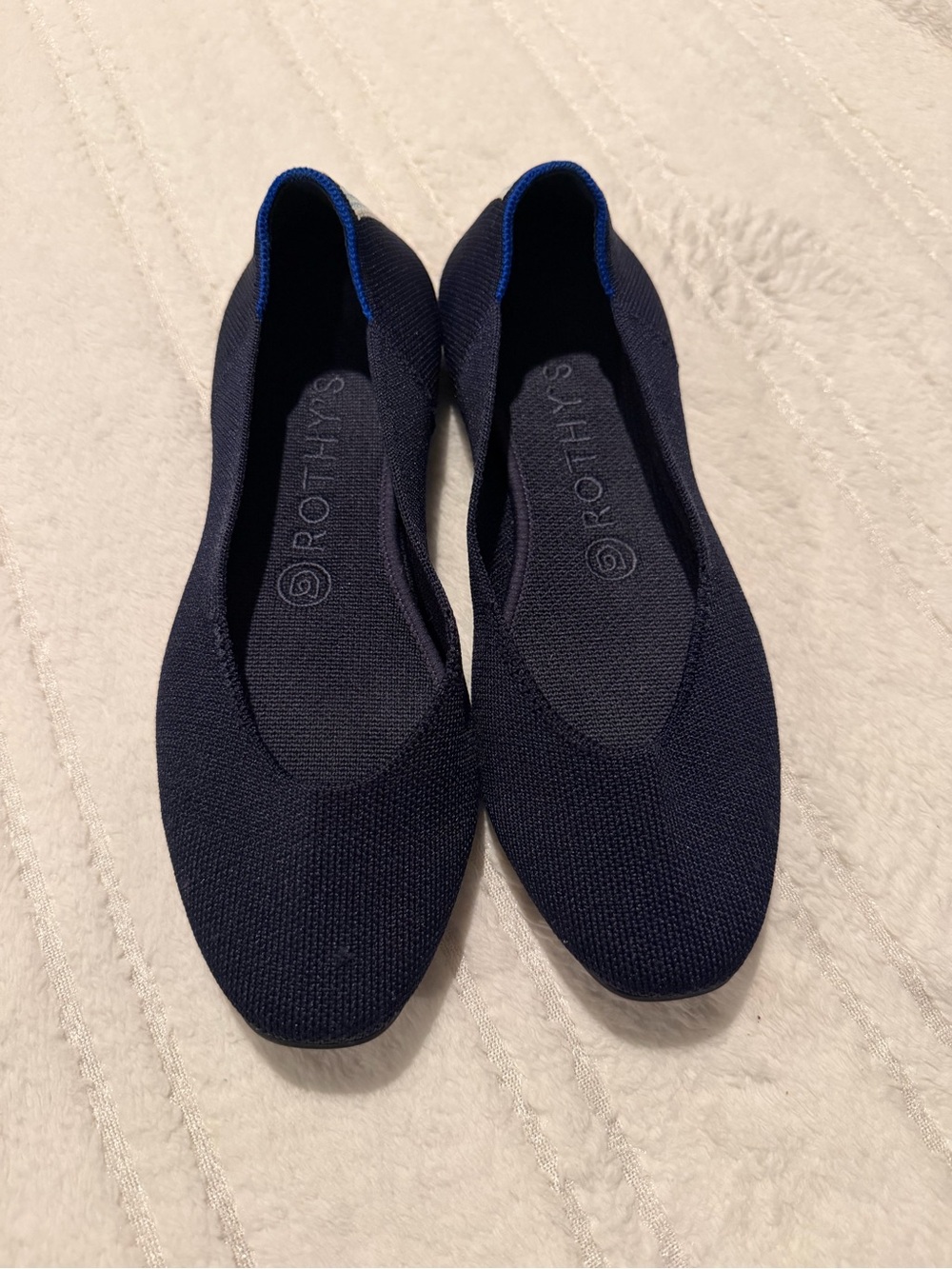 Rothy's Navy Knit Ballet Flat with Blue Trim
